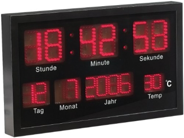 Lunartec Multi-LED-Uhr mit Datum & Temperatur - 1