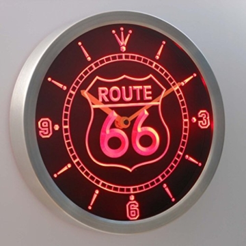 nc0315-b Route 66 Bar Beer Neon Sign LED Wall Clock Uhr Leuchtuhr/ Leuchtende Wanduhr - 3