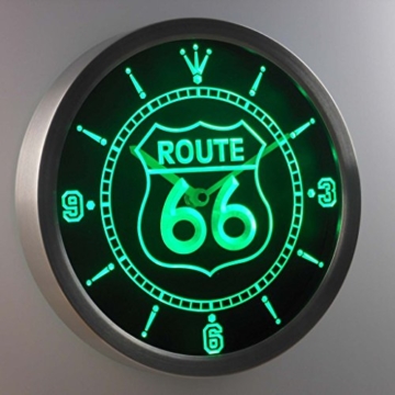 nc0315-b Route 66 Bar Beer Neon Sign LED Wall Clock Uhr Leuchtuhr/ Leuchtende Wanduhr - 4