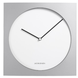 Jacob Jensen - Wanduhr, Uhr - Farbe: Silber/Weiß - Aluminium - 35 x 35 cm - zeitloses dänisches Design -