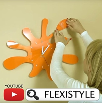 FLEXISTYLE Moderne wanduhr jugendzimmer Jungen Fleck Orange 64cm, wanduhr Teenager, Made in EU - 4