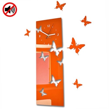 Große moderne Wanduhr Schmetterling Orange (vertikal) Querformat 60 x 20 cm, 3d DIY, Wohnzimmer, Schlafzimmer, Kinderzimmer - 1