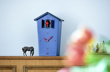 KOOKOO Birdhouse Limited Edition Blau Wanduhr mit 12 natürlichen Vogelstimmen aus der Natur oder Kuckucksuhr Moderne Design Singvogel Uhr mit Pendel - 5