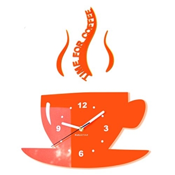 TASSE Time for Coffee Moderne Küche (Zeit für Kaffee) Wanduhr, orange, 3d römisch, wanduhr deko - 1