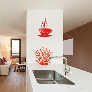 TASSE Time for coffee (Zeit für Kaffee) Moderne Küche Wanduhr rot, 3d römisch, wanduhr deko - 3