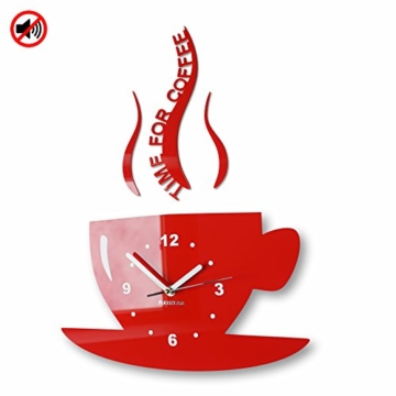 TASSE Time for coffee (Zeit für Kaffee) Moderne Küche Wanduhr rot, 3d römisch, wanduhr deko - 1