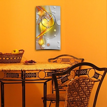 DIXTIME Abstrakt gelb orange hochkant Designer Wanduhr modernes Wanduhren Design leise kein Ticken 3D-0049 - 2