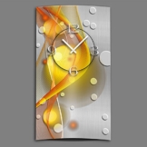 DIXTIME Abstrakt gelb orange hochkant Designer Wanduhr modernes Wanduhren Design leise kein Ticken 3D-0049 - 1