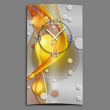 DIXTIME Abstrakt gelb orange hochkant Designer Wanduhr modernes Wanduhren Design leise kein Ticken 3D-0049 - 1