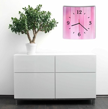 LAUTLOSE Designer Wanduhr mit Spruch Rosa Pink gestreift grau weiß modern Dekoschild Abstrakt Bild 29,5 x 28cm - 2