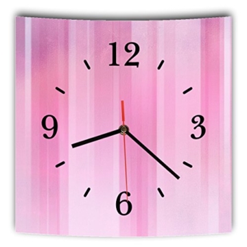 LAUTLOSE Designer Wanduhr mit Spruch Rosa Pink gestreift grau weiß modern Dekoschild Abstrakt Bild 29,5 x 28cm - 1