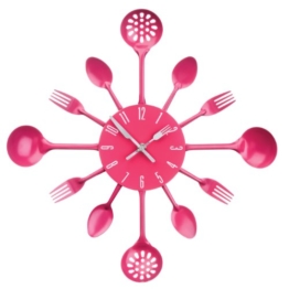 Premier Housewares 2200671 Besteck Wanduhr,heiß rosa - 1