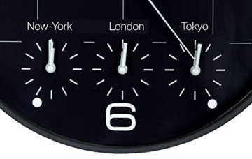 UNILUX 400094567 Wanduhr On Time schwarz Weltuhr Weltzeit-Uhr Global geeignet für Läden, Büros, lokalen New York London Paris Hong Kong 30 cm - 2