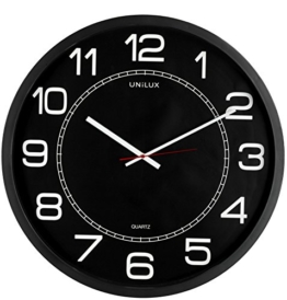 UNILUX 400094568 riesen Wanduhr Mega in schwarz - große Wanduhr, deutsche Präzision mit Quarzwerk, Analoge Uhr für große Räume - 1