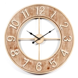 Wanduhr Groß XXL Lautlos, CT-Tribe Große XXL Metall MDF Ø60cm Wohnzimmer Wanduhr Riesen Vintage Uhr Wall Clock ohne Tickgeräusche - 1
