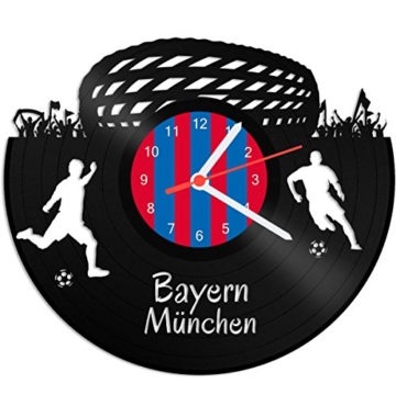 GRAVURZEILE Schallplattenuhr Bayern München - 100% Vereinsliebe - Upcycling Design Wanduhr aus Vinyl Made in Germany - 1