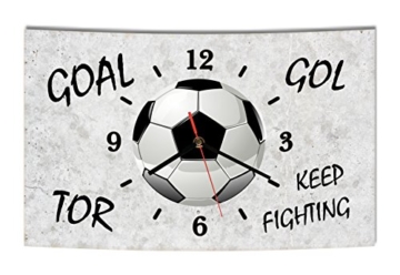 LAUTLOSE Designer Wanduhr Fußball grau Tor Goal Gol modern Dekoschild Abstrakt Bild 38 x 25cm - 1