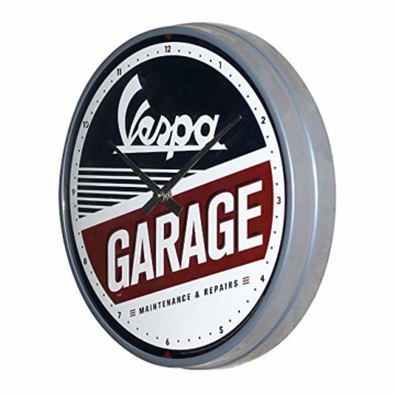 Nostalgic-Art 51090 - Vespa - Garage , Wanduhr 31cm , Hochwertige Quartz-Uhr , Echtglas-Front & Metall-Rahmen - 2