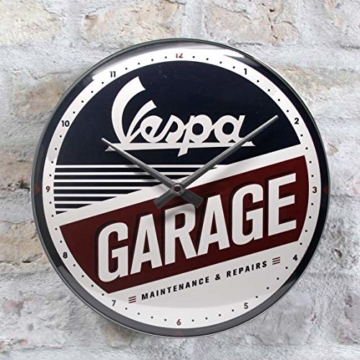 Nostalgic-Art 51090 - Vespa - Garage , Wanduhr 31cm , Hochwertige Quartz-Uhr , Echtglas-Front & Metall-Rahmen - 6