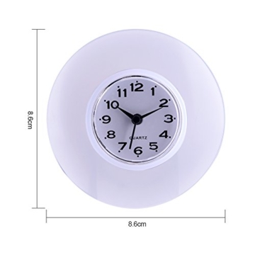 Saugnapf Wasserdicht Runde Mini Wanduhr Quarz Uhren Dekoration Für Badezimmer Küche Wohnzimmer Schlafzimmer(Weiß) - 2