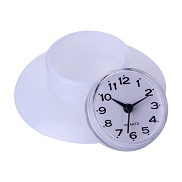 Saugnapf Wasserdicht Runde Mini Wanduhr Quarz Uhren Dekoration Für Badezimmer Küche Wohnzimmer Schlafzimmer(Weiß) - 3