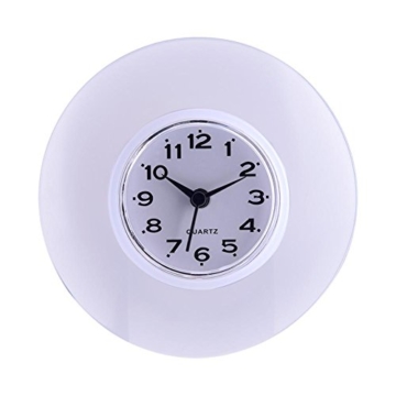 Saugnapf Wasserdicht Runde Mini Wanduhr Quarz Uhren Dekoration Für Badezimmer Küche Wohnzimmer Schlafzimmer(Weiß) - 1