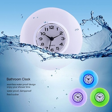 Saugnapf Wasserdicht Runde Mini Wanduhr Quarz Uhren Dekoration Für Badezimmer Küche Wohnzimmer Schlafzimmer(Weiß) - 6
