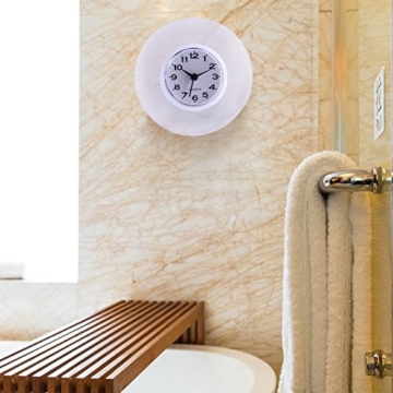 Saugnapf Wasserdicht Runde Mini Wanduhr Quarz Uhren Dekoration Für Badezimmer Küche Wohnzimmer Schlafzimmer(Weiß) - 8