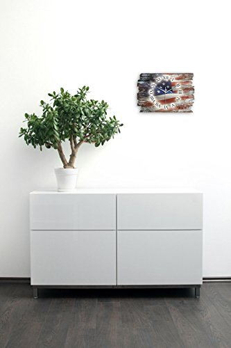 Kreative Feder USA Flagge Landhaus Shabby Style Designer Wanduhr Funkuhr aus Holz *Made in Germany Leise Ohne Ticken WH094FL 40x27cm - 3