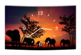 LAUTLOSE Designer Wanduhr Afrika Elefant Elefanten schwarz orange modern Dekoschild Abstrakt Bild 38 x 25cm - 1