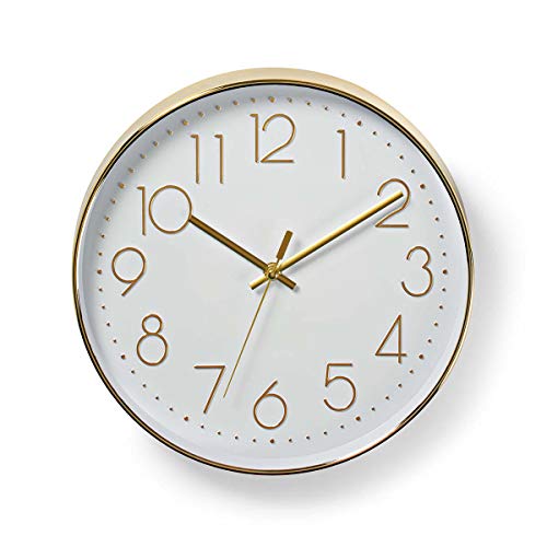 Nedis Wanduhr – Rund, 30 Cm Durchmesser, Weiß-silber, Quarzwerk