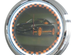 Neon Uhr Porsche GT3 Wanduhr Deko-Uhr Leuchtuhr USA 50's Style Retro Uhr Neonuhr - 1