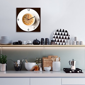 Wanduhr aus Glas für die Küche, It's Coffee Time, Kaffeetasse, braun, 30x30 cm von Eurographics - 2