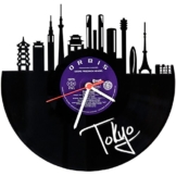 GRAVURZEILE Skyline Tokyo Wanduhr aus Vinyl Schallplattenuhr Upcycling Design Uhr Wand-Deko Vintage-Uhr Wand-Dekoration Retro-Uhr Made in Germany - 1