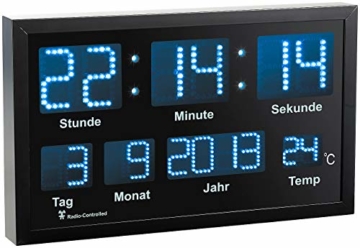 Lunartec LED Funk Wanduhren: Multi-LED-Funk-Uhr mit Datum und Temperatur, 412 blaue LEDs (Wanduhr Digital) - 2