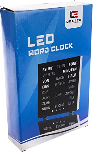 United Entertainment - LED Wort Uhr / Wörter Uhr / Uhr in Worten / Word Clock Deutsch - Schwarz - 2