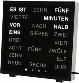 United Entertainment - LED Wort Uhr / Wörter Uhr / Uhr in Worten / Word Clock Deutsch - Schwarz - 1