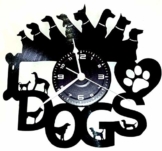 Wanduhr Vinyl Schallplatte LP 33 U Instant Karma Geschenk Vintage Handmade – Tiere Haus I Love Dogs Hund Hunde - 1