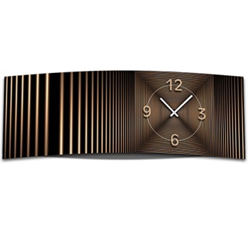 Wanduhr XXL 3D Optik Dixtime abstrakt bronze 30x90 cm leises Uhrwerk GL-007 - 1