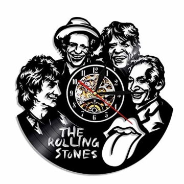 YUN Clock@ The Rolling Stones Wanduhr aus Vinyl Schallplattenuhr Upcycling 3D Design-Uhr Wand-Deko Vintage Familien Zimmer Dekoration Kunst Geschenk, Durchmesser 30 cm - 1