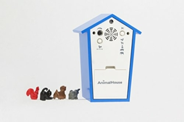 KOOKOO AnimalHouse Blau, Moderne kleine Kuckucksuhr mit 5 Bauernhoftieren, Aufnahmen aus der Natur. Hat EIN freundliches und modernes Design - 2