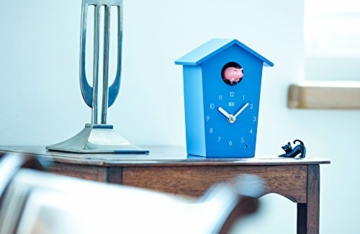 KOOKOO AnimalHouse Blau, Moderne kleine Kuckucksuhr mit 5 Bauernhoftieren, Aufnahmen aus der Natur. Hat EIN freundliches und modernes Design - 8