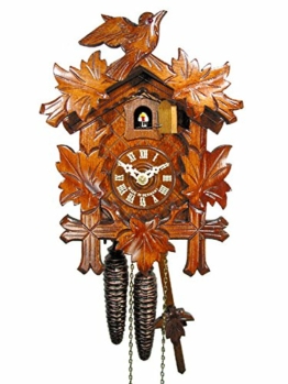 Original Schwarzwälder Kuckucksuhr/Schwarzwald-Uhr (Zertifiziert), 1-Tag-Werk, mechanisch, 24 cm, 5 Laub, 1 Vogel, Kukusuhr, Kukuksuhr, Kuckuksuhr (schönes Weihnachts-Geschenk) - 1