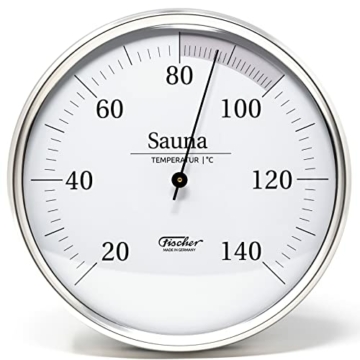 Fischer 198.01 - Sauna-Thermometer - 160mm Sauna-Bimetall-Thermometer aus Edelstahl - Made in Germany - 2