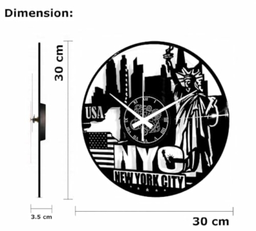 Instant Karma Clocks Wanduhr aus Vinyl New York Freiheitsstatue Stadtlandschaft Skyline Dekorative Stadtbild - 2