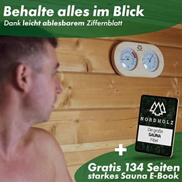 NORDHOLZ® Sauna Thermometer Hygrometer 2in1 - Zuverlässig & genau für die richtige Temperatur und Luftfeuchtigkeit - Sauna Hygrometer für eine wohltuenden Atmosphäre - Hochwertiges Sauna Zubehör - 5