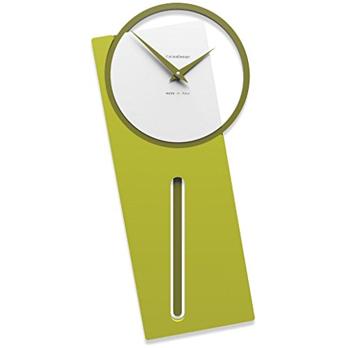 CalleaDesign Rock Wanduhr Mit Pendel In Rosa – 15 X 63 Cm, Batteriebetrieben, Mit Metallzeigern